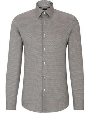 BOSS Geometric-Pattern Shirt - Grey