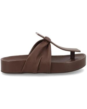 Uma Wang Knott-Detail Strap Slides - Brown