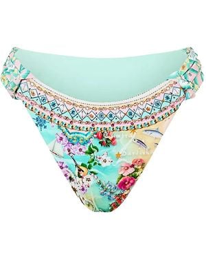CAMILLA Beach-Pattern Bikini Bottoms - Blue