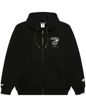 Aape By A Bathing Ape Moonface-Print Zip-Up Hoodie - Black