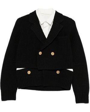 Sacai Double-Breasted Ribbed Cardigan - Black