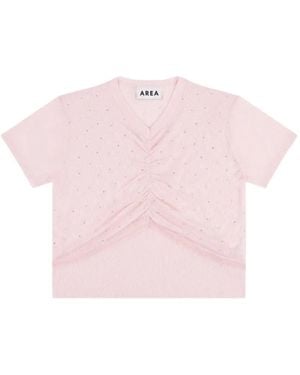 Area Crystal-Embellished Ruched Top - Pink