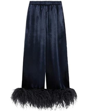 16Arlington Joelle Feather-Trim Trousers - Blue