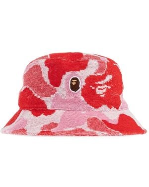 A Bathing Ape Cappello Bucket Con Stampa Camouflage - Rosso