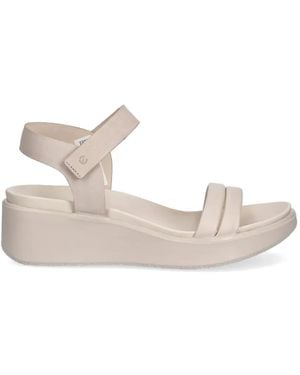Ecco Sandales Compensées Flowt Wedge Lx À Attache Scratch - White
