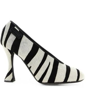 Moschino Zebra-Print Pony-Hair Pumps - White
