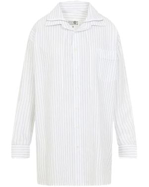 MM6 by Maison Margiela Pinstripe Zip-Detail Shirt - White