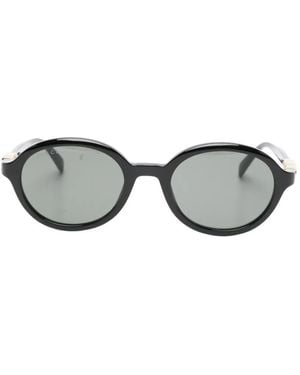 Gucci Logo Oval-Frame Sunglasses - Grey