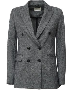 Circolo 1901 Herringbone Double-Breasted Blazer - Grey