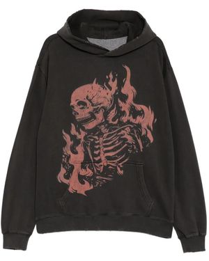 WARMAN Skull Printed Hoodie - Black