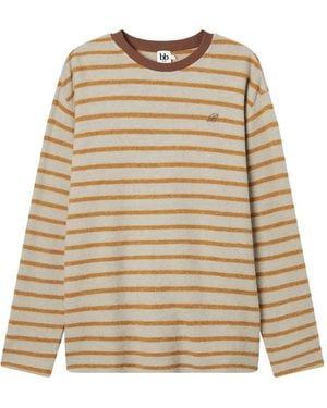 B+ AB Striped-Pattern Top - Natural