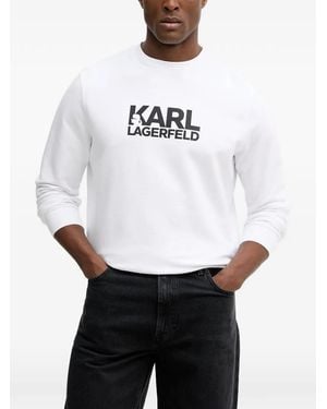 KARL LAGERFELD Logo-Print Crew-Neck Jumper - White