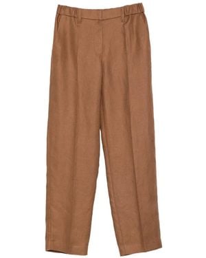 Brunello Cucinelli Pantalon À Taille Élastiquée - Brown