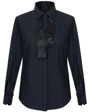 Elisabetta Franchi Cotton Shirt With Bow Tie - Blue