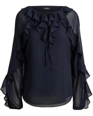 Ralph Lauren Ruffled-Sleeve Blouse - Blue