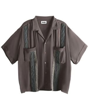 Magliano Cable-Knit Panel Shirt - Gray