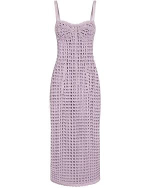 Dolce & Gabbana Midikleid Mit Lochstrickmuster - Lila