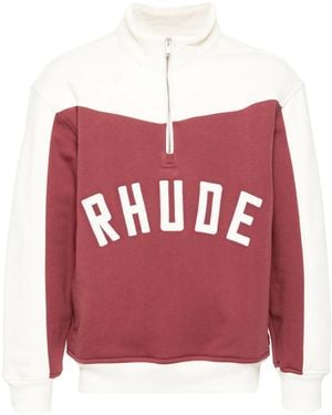 Rhude Contrast Half-Zip Sweatshirt - Red