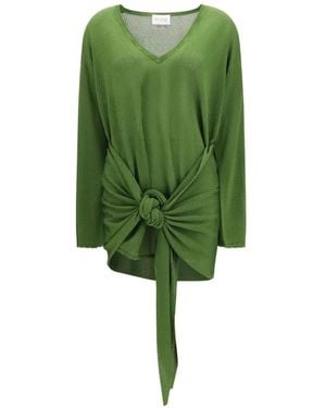 The Attico Knot-Detail V-Neck Mini Dress - Green