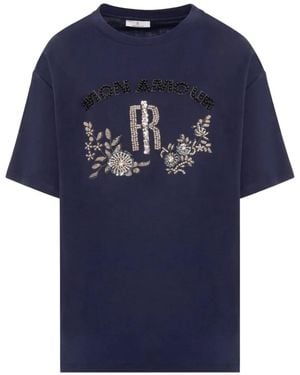 Fracomina Embellished Logo-Patch T-Shirt - Blue