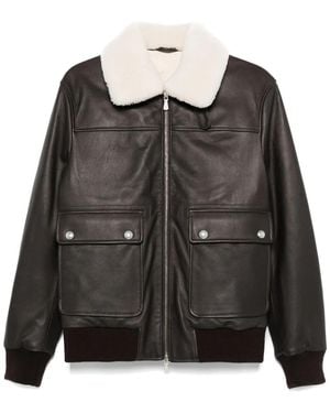 Eleventy Shearling Bomber Jacket - Black