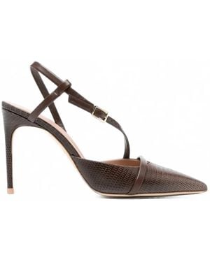 Malone Souliers Valeria Lizard-Effect Court Shoes - White