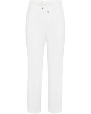 Brunello Cucinelli Drawstring-Waist Relaxed-Fit Trousers - White