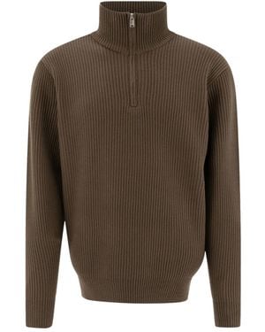Nonnative Ribbed Zip-Neck Sweater - Brown