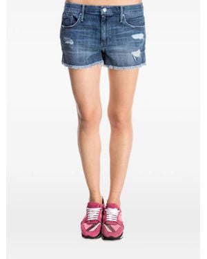 Black Orchid Distressed Raw-Cut Shorts - Blue