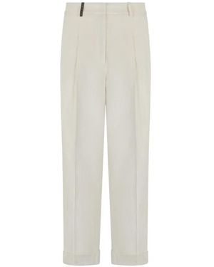 Peserico Pleated-Front Cuffed-Hem Trousers - Blue