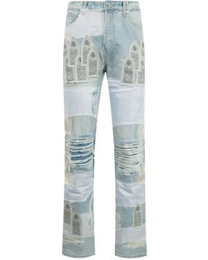 Who Decides War Organza Jeans Met Patchwork - Blauw