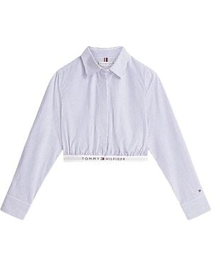 Tommy Hilfiger Striped-Pattern Cropped Shirt - White