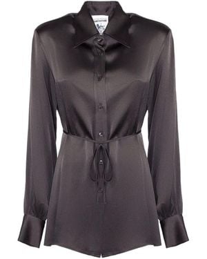 Semicouture Button Tie-Belt Shirt - Black