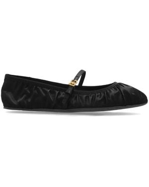 Dolce & Gabbana Ballerinas mit Logo-Schnalle - Schwarz