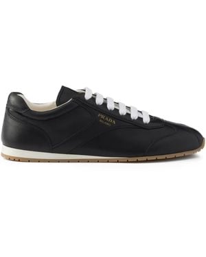 Prada Leather Lace-Up Trainers - Black