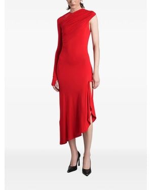 Marine Serre Asymmetrisches Midikleid Mit Volants - Rot