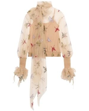 Blumarine Blusa Con Mariposa Bordada - Neutro