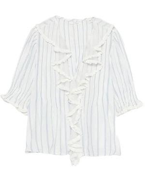 Doen Blouse Rayée Henri - White
