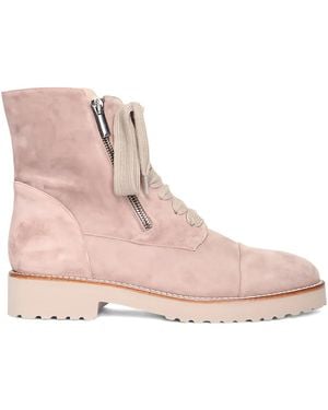 Ron White Tara Lace-Up Suede Combat Boots - Pink