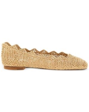 Odissi Scalloped Woven Ballet Flats - Natural