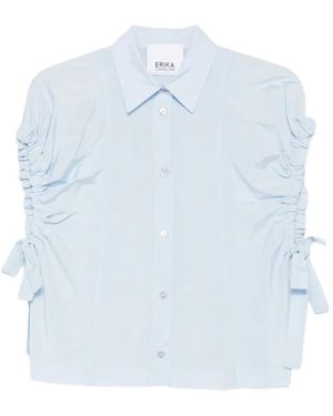 Erika Cavallini Semi Couture Ruched-Sleeve Shirt - Blue