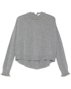 Circus Hotel Stud-Embellished Long-Sleeve Sweater - Gray