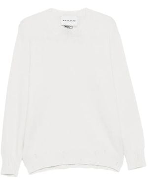 Amaranto Distressed-Effect Crew-Neck Jumper - White