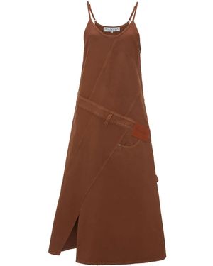 JW Anderson Logo-Appliqué Midi Dress - Brown