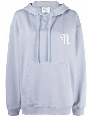 Nanushka Logo-Embroidered Oversize Hoodie - Blue