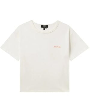 A.P.C. Flocked-Logo Cotton T-Shirt - White