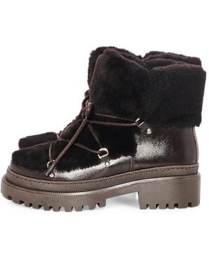 Yves Salomon Lace-Up Shearling Boots - Black