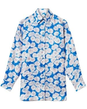 Stella McCartney Daisy Floral-Print Silk Shirt - Blue