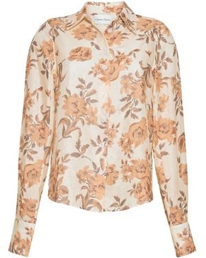 Cara Cara Perfect Floral-Print Linen Shirt - White