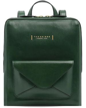 The Bridge Envelope-Pocket Leather Backpack - Green